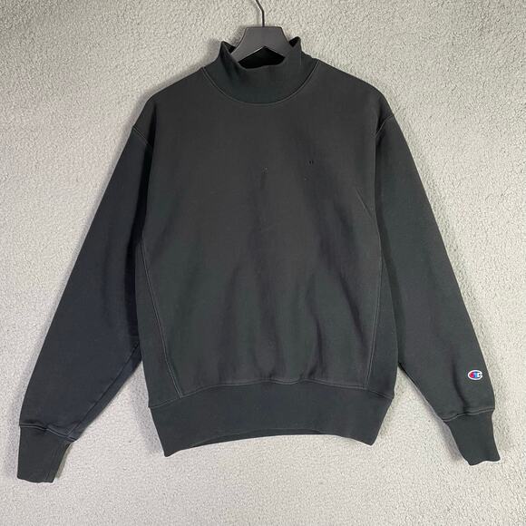 Champion Reverse Weave Black‎ Crewneck Sweatshirt Medium Embroidered Logo - Picture 1 of 8
